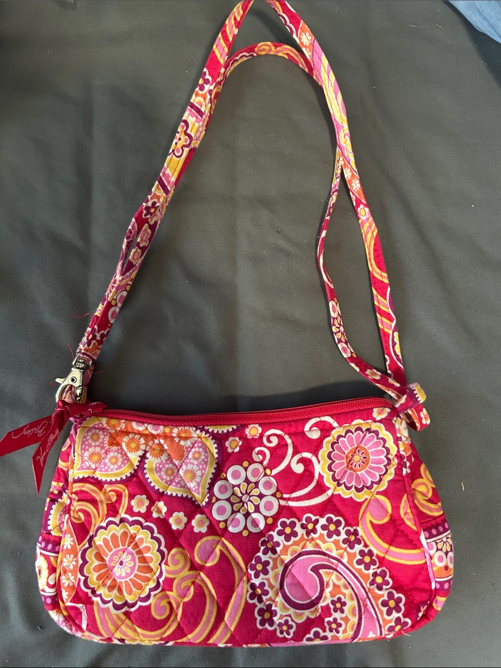 Vera Bradley Pink and Yellow Floral Quilted Mini Crossbody